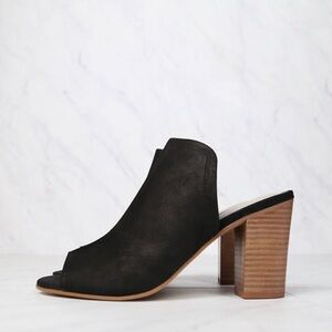 Sugar Peppermint Slip On Heel Peep Toe Size 9 Black Pre-Owned